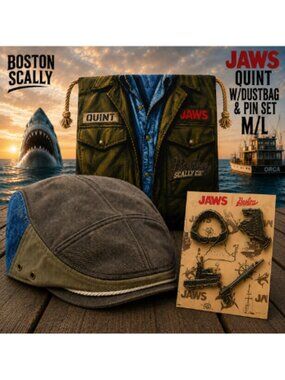 Boston Scally The JAWS Captain QUINT Single Panel Cap-M/L- W/Dustbag & Pin Set